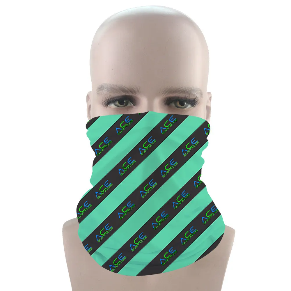 Striped gaiter, worn