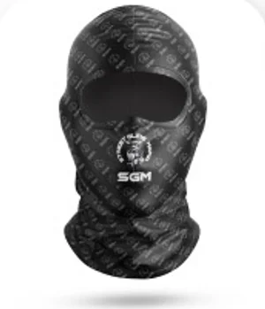 Ski Mask Layout Options #5: Dark texture + small chin badge