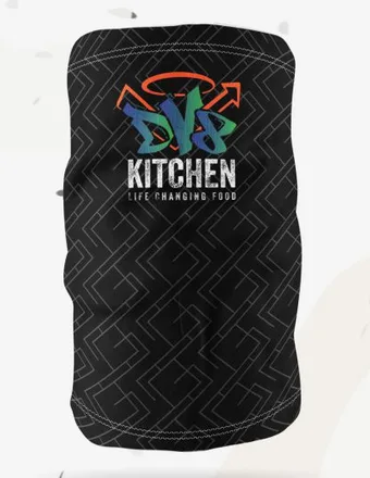Gaiter layout 1: Center logo on a geometric texture