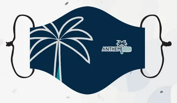Face Mask Layout Options #4: Big graphic left + logo right