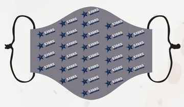 Face Mask Layout Options #6: All-over small text logos